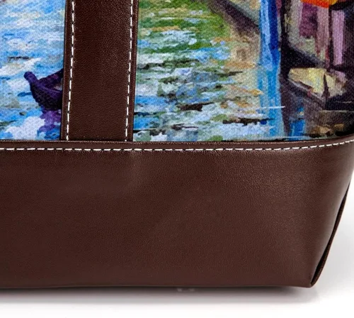 Vista 7 de Sunset - Bolsas grandes de lona de cuero para mujer, con asa superior, para hombro, hobo