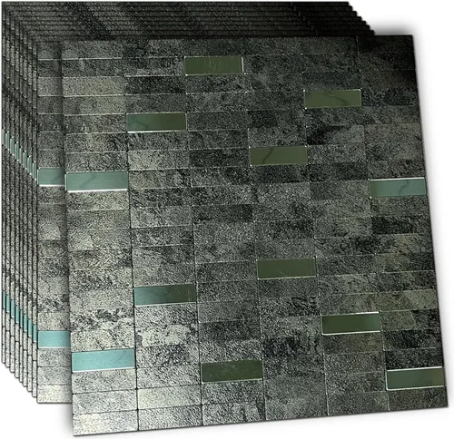 Vista 28 de XUANINY Azulejos de Mosaico de Aluminio Autoadhesivos para Despegar y Pegar, Pegatinas de Azulejos de Pared para Salpicadero de Cocina
