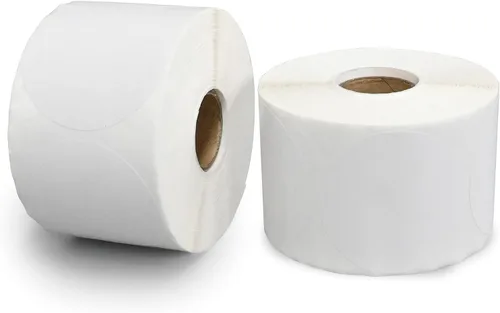 Vista 6 de ESSENTIAL - Etiquetas adhesivas redondas de 2" para códigos de barras térmicas directas, etiqueta de envío redonda autoadhesiva blanca, compatible