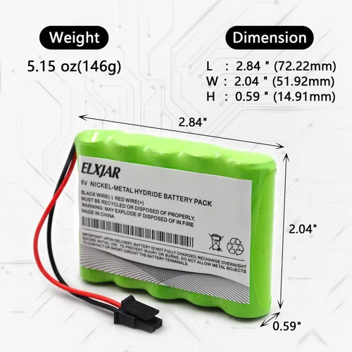 Vista 2 de Paquete de 2 baterías AA de 6 V 2000 mAh para paneles 600-XTI-BAT Simon XTi XTi-5 Ni-MH rechargeable battery packs replace 600XTIBAT for GE