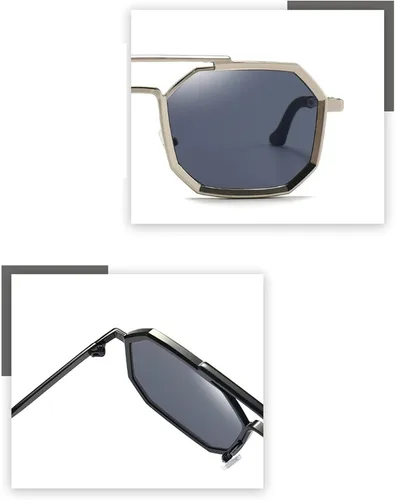 Vista 6 de GAOXIN Punk Metal - Gafas de sol hip-hop con montura pequeña, para hombres y mujeres, para vacaciones al aire libre (color F, tamaño mediano)