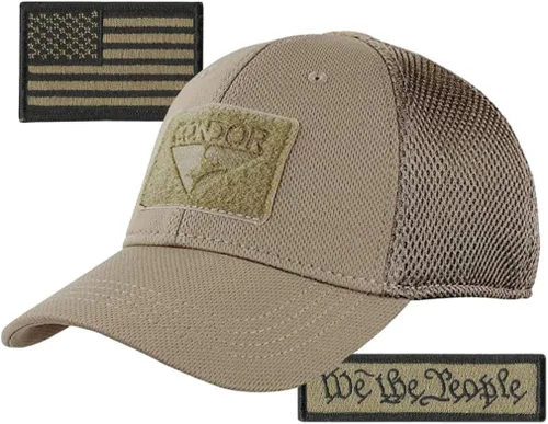 Vista 4 de Paquete de gorras tácticas ajustadas de malla Condor - We The People & USA - Elige la talla Negro