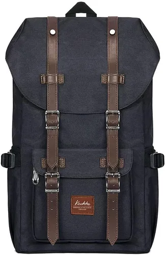 Vista 11 de KAUKKO Mochila de viaje para laptop, mochila al aire libre, mochila causal para 15.6 pulgadas (nailon negro)
