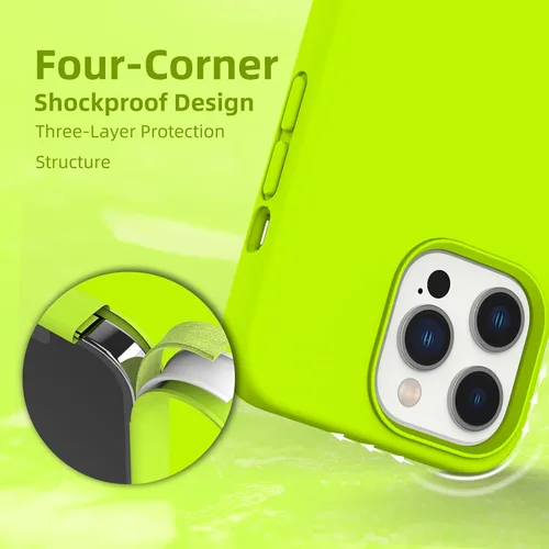 Vista 5 de Funda compatible con iPhone 13 Pro, protección contra caídas, antihuellas, funda de silicona líquida a prueba de golpes con forro de microfibra