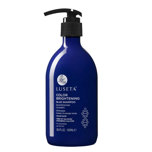 Vista 11 de Luseta - Champú azul para color castaño cobrizo y tonos fríos, depósito de color e iluminación para cabello tratado, 16.9 onzas