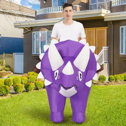 Vista 2 de GOOSH Disfraz inflable de dinosaurio para adultos, disfraz de Halloween para mujeres y hombres, divertido disfraz inflable para fiesta de Halloween