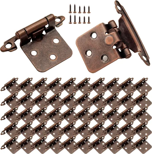 Vista 12 de 12 bisagras negras para puerta de gabinete, bisagras de cierre automático de cocina superpuestas de 1/2 pulgada (6 pares)