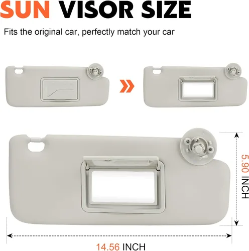 Vista 2 de Reemplazo de visera solar lateral derecha para pasajero gris compatible con Chevrolet Spark 2012 2013 2014 2015 2016, Chevrolet Chevy Sonic, 2013