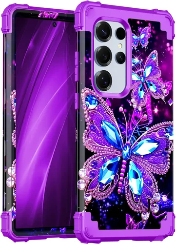 Vista 24 de Miqala Funda para Galaxy S24 5G, brilla en la oscuridad, tres capas, resistente, a prueba de golpes, protección completa, parachoques de plástico