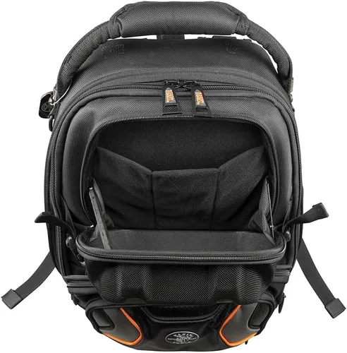 Vista 13 de Klein Tools 55485 Mochila para herramientas, 48 bolsillos, negro/naranja/gris