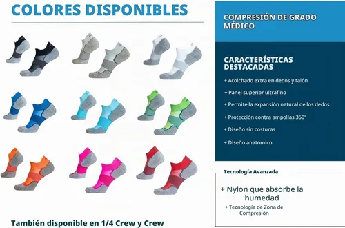 Vista 5 de OS1st Calcetines AC4 Active Comfort No-Show Protección contra ampollas, doble pestaña y puntera reforzada sin costuras