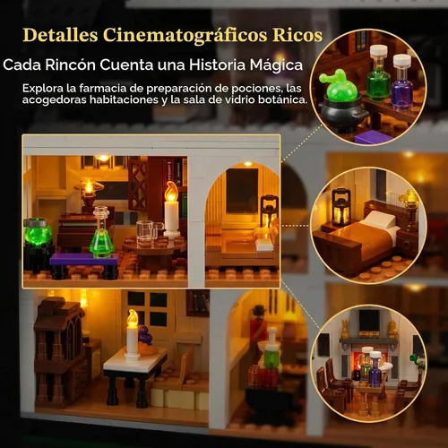 Vista 7 de Magic Owens House Building Set for Adults with LED Lights Black&white