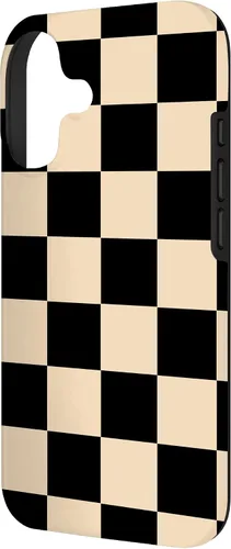 Vista 2 de Funda neutra clásica minimalista con patrón beige a cuadros para iPhone 17