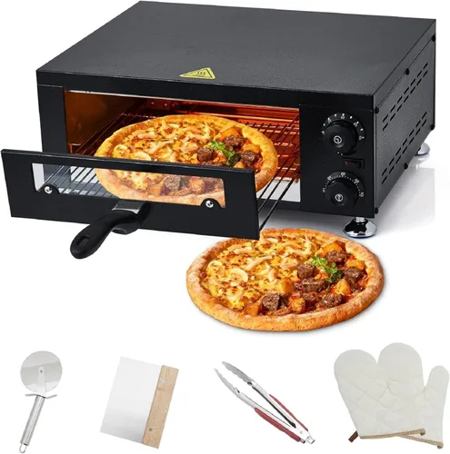 Vista 9 de Horno eléctrico comercial para pizza de 12 pulgadas, 1100 W, sellado, de acero inoxidable, con temporizador para restaurante, pizzería, camión