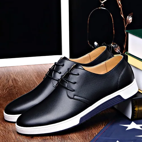 Vista 5 de BSROT Zapatos Oxford casuales para hombre, zapatos de vestir con cordones, cómodos zapatos deportivos de moda