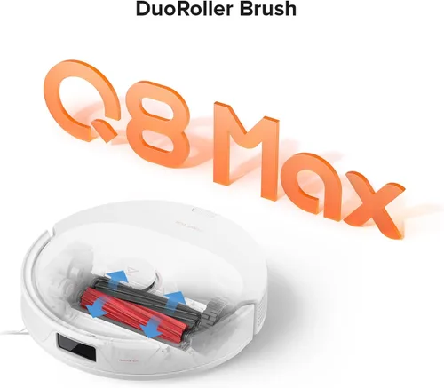 Vista 2 de roborock Q8 Max Robot aspirador y limpiador de trapeador, cepillo DuoRoll, 5500Pa fuerte succión, navegación Lidar, evitar obstáculos, blanco