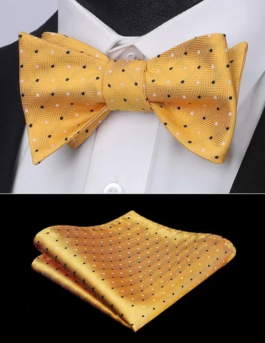 Vista 136 de HISDERN Pajaritas para hombre, diseño de lunares, corbatín y bolsillo cuadrado, clásico, esmoquin de negocios, boda, pajaritas, pañuelo