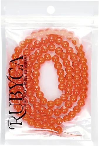 Vista 57 de RUBYCA 1 hebra 10MM Jade imitación ronda pintado recubierto de cuentas de vidrio DIY fabricación de joyas bebé rosa
