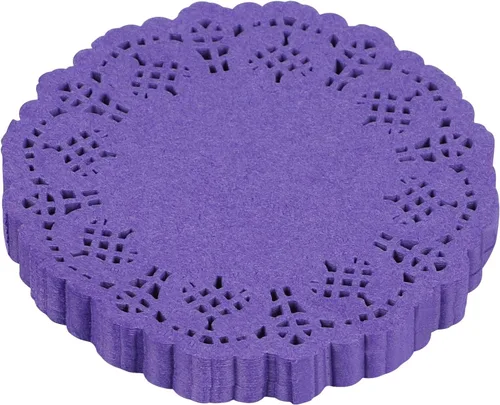 Vista 10 de DECORA Tapones redondos de encaje de papel azul de 3.5 pulgadas para decoración de vajilla, paquete de 100