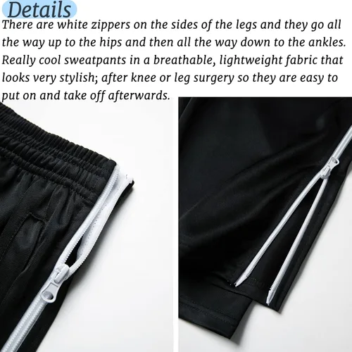 Vista 3 de AIFARLD Pantalones rasgados para hombre con cremalleras laterales y bolsillos para baloncesto, rodillapierna, poscirugía