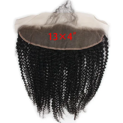 Vista 2 de Cierre frontal de encaje de 13 x 4 pulgadas, rizado completo, parte libre, sin procesar, extensiones de cabello humano virgen brasileño de oreja a