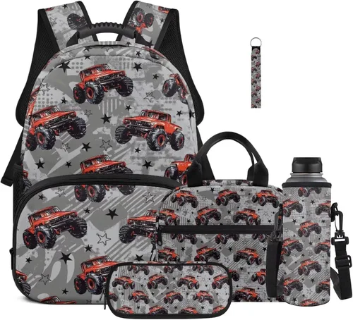 Vista 9 de Bulopur Eagle American Flag Print Kids Backpack Boys Elementary School 17 Inch Bookbag With Lunch Bag Water Bottle Holder Keychain Pencil Case 5