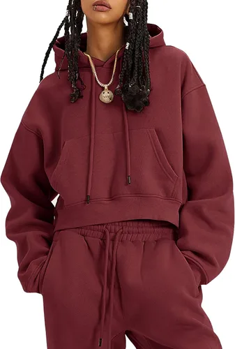Vista 7 de Kissonic Conjunto deportivo de forro polar para mujer, 2 piezas, sudadera con capucha y pantalones deportivos