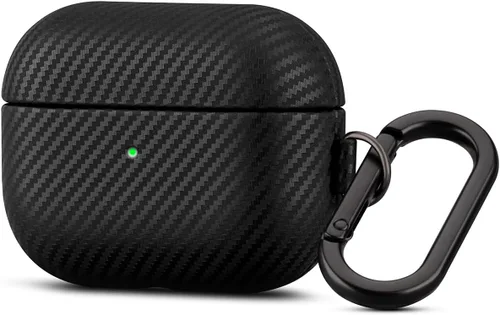 Vista 8 de Haobobro Funda de piel para AirPods Pro 3, piel seleccionada respetuosa con la piel, con textura de fibra de carbono, hecha a mano, funda rígida
