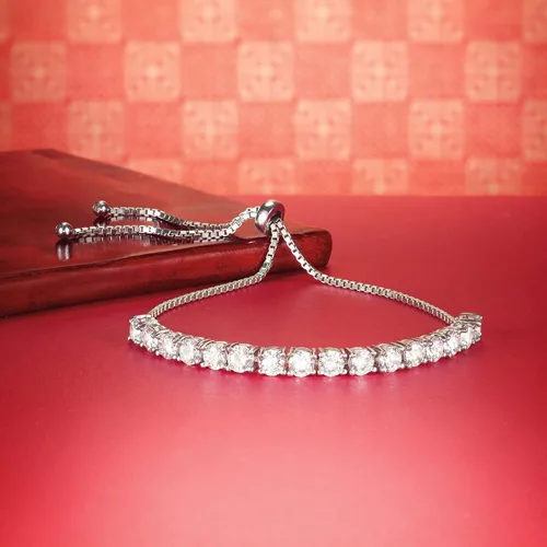 Vista 7 de Ross-Simons Pulsera Bolo de 400 quilates en plata de ley Circonita cúbica circonita