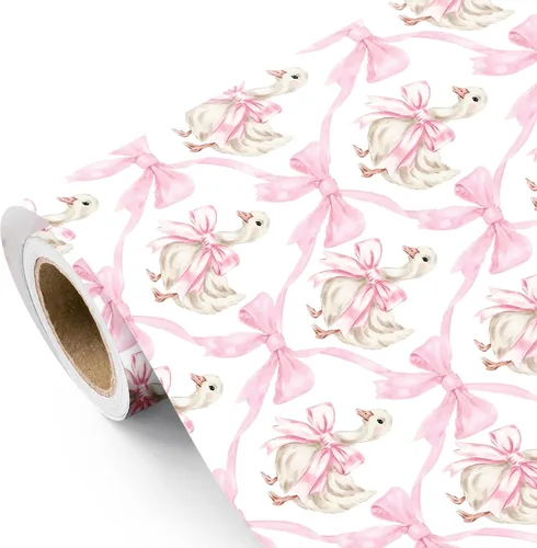 Vista 11 de WRAPAHOLIC Bookish Bunny - Rollo de papel de regalo, 17 pulgadas x 16.5 pies, conejo vintage con papel de regalo para niños y niñas, baby shower