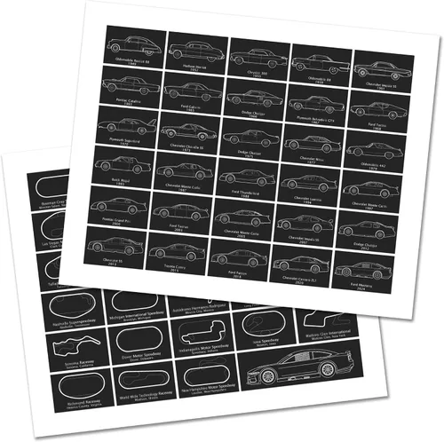 Vista 7 de Póster de pista de carreras de autos stock diseñado para fanáticos de las carreras de NASCAR para circuitos de la Serie de la Copa 2025, arte