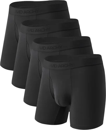 Vista 9 de DAVID ARCHY Calzoncillos tipo bóxer de rayón de bambú para hombre, cintura ancha de 1.5 pulgadas de ancho que no se suben con bolsa extendida
