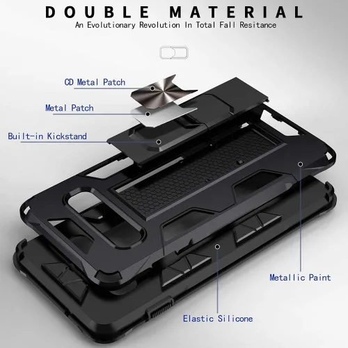 Vista 7 de Dionsibei Funda para Samsung Galaxy S10 Plus de grado militar con función atril incorporada, funda protectora resistente a prueba de golpes