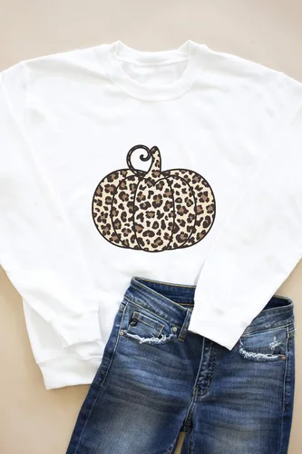 Vista 2 de Camisas de manga larga con estampado de calabaza de Halloween para mujer