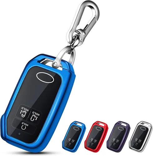 Vista 16 de QBUC Funda para llavero KIA, funda para llavero con llavero para Kia Ceed Cerato Forte, etc. (1 botón o no solo en la superficie frontal) (azul)