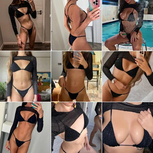 Vista 5 de Traje de baño transparente con hebilla frontal para mujer, diseño de piel de serpiente