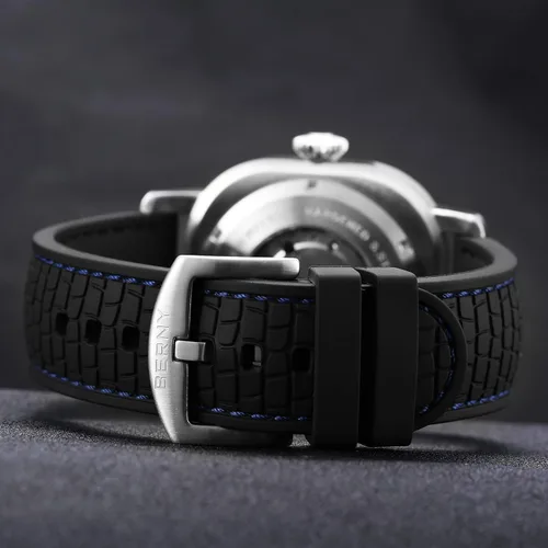 Vista 4 de BERNY Reloj mecánico automático japonés para hombre, relojes de cuerda automática, impermeable 10 ATM, cristal de zafiro, resistente a los arañazos