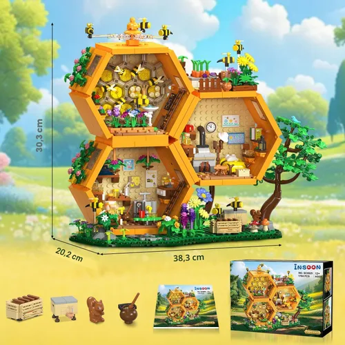 Vista 9 de INSOON Bee House - Juego de construcción con luces para adultos, kit