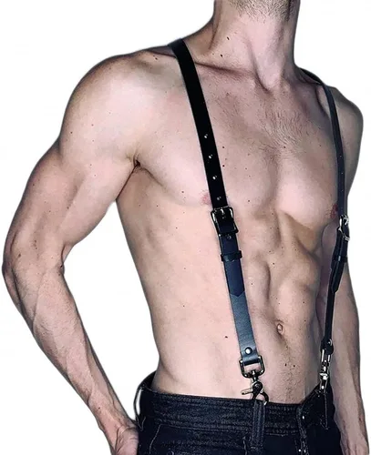 Vista 2 de Arnés de hombre Tops Espada Cinturón Cuero PU Cuerpo Bondage Ropa Correa Ajustable Estilo 1
