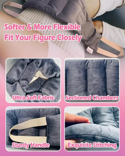 Vista 5 de Almohadilla térmica larga para cuello y hombros y espalda con peso para microondas, húmeda, calentada para el cuello, bolsa calentable