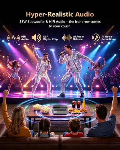Vista 7 de Proyector inteligente 4K True 2300ANSI Proyector diurno con WiFi, Bluetooth, NFC, aplicaciones, enfoque automático/Keystone, proyector Ultra HD