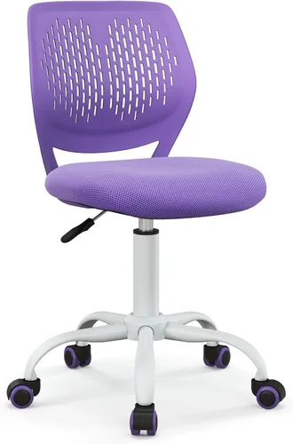Vista 9 de Topment - Silla giratoria de escritorio de oficina, silla pequeña sin brazos con respaldo hueco, asiento de malla tapizado, construcción resistente