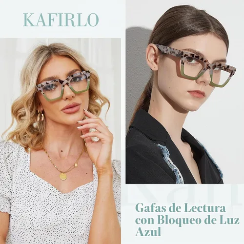 Vista 7 de Gafas de Lectura de Gran Tamaño para Mujer, Estilo Oprah, con Bloqueo de Luz Azul, para Computadora, Diseño Cuadrado, Marco Grande