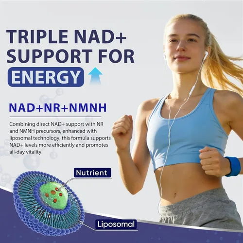 Vista 2 de Gotas líquidas liposomales NAD+, suplemento NR y NMNH y salud mitocondrial, 22 en 1 para un envejecimiento saludable, apoyo nervioso y energético