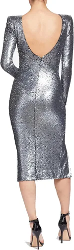 Vista 5 de Dress the Population Natalie - Vestido de manga larga con lentejuelas elásticas para mujer