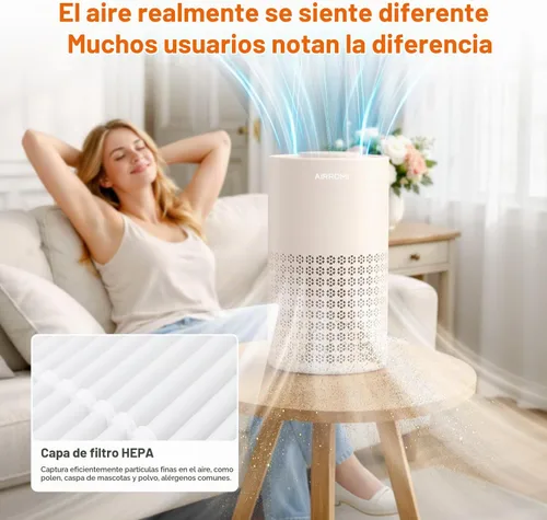 Vista 8 de AIRROMI Purificador de aire para dormitorio con A2001 beige cremoso