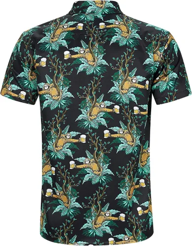 Vista 2 de ALISISTER Camisas con botones para hombre, camisetas hawaianas de manga corta, divertidas camisetas de verano para vacaciones