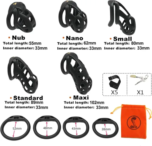 Vista 7 de Nueva jaula de castidad 3.0 dispositivo de castidad masculina con 4 anillos jaula de castidad masculina jaula de resina jaula de castidad jaula