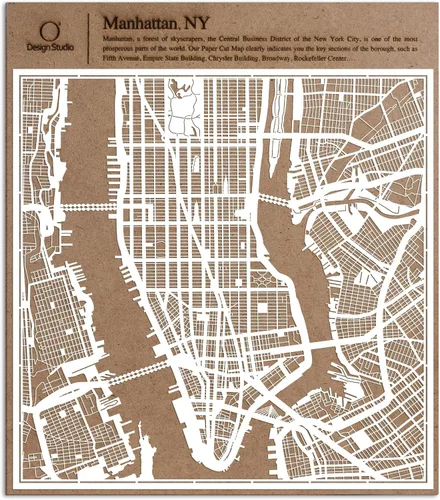 Vista 101 de O3 Design Studio Aberdeen - Mapa de papel cortado en papel blanco de 12 x 12 pulgadas