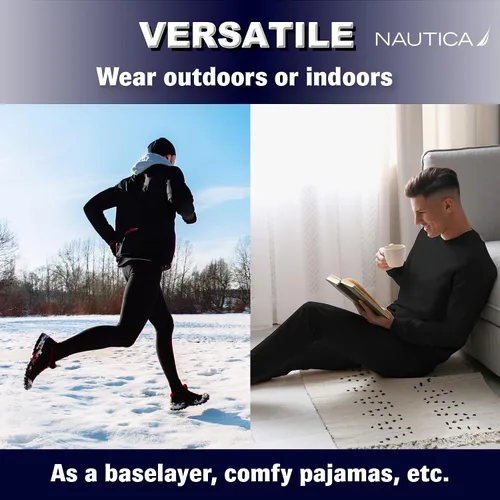 Vista 5 de Nautica Conjunto de ropa interior térmica para hombre, camisa térmica cálida para hombre y pantalones largos, camiseta interior para clima frío